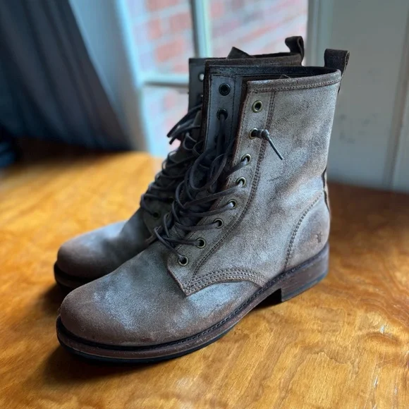 Frye Veronica Rustic Lace Up Leather Combat Boots - Picture 4 of 9